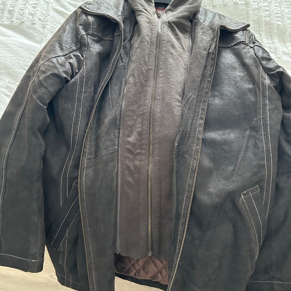 100% Suede leather Mens Jacket New removable weather guard - Picture 3 of 8